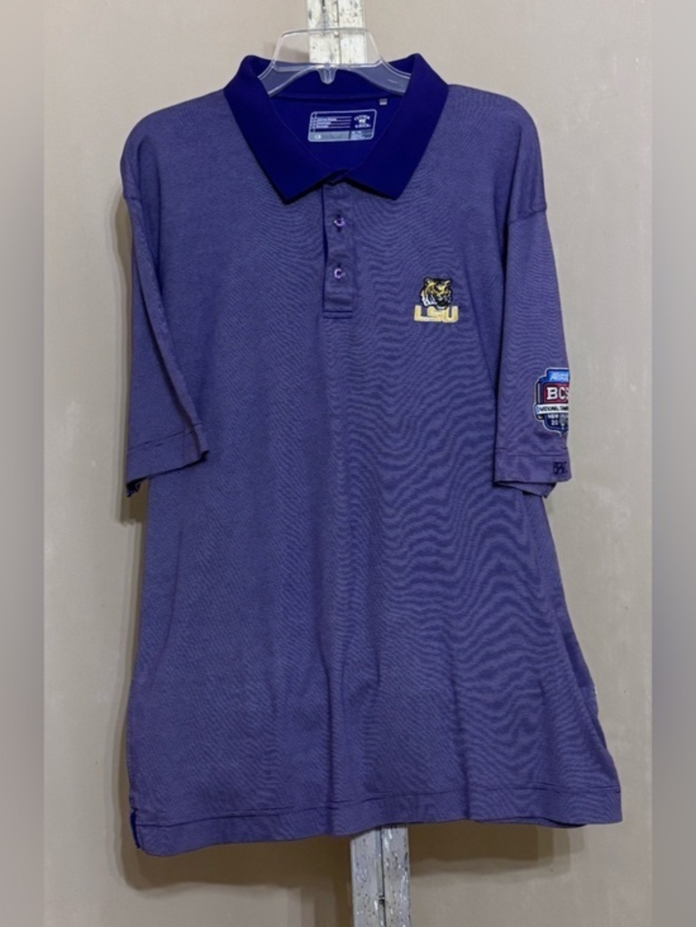 Cutter & Buck LSU TIGERS Purple Polo Shirt with Tiger Logo SZ XL
